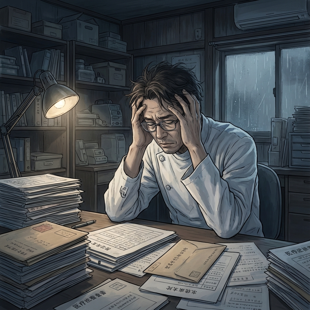 Before: 残業まみれ、疲弊する院長